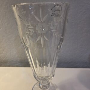 Vtg Gorham Handcut Lead Crystal Pedestal Vase "Chantilly Collection"